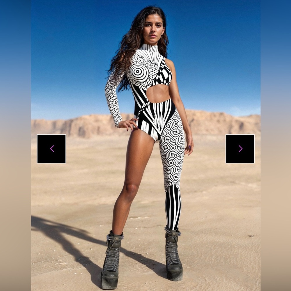 Asymmetrical Body Suit- Black and White